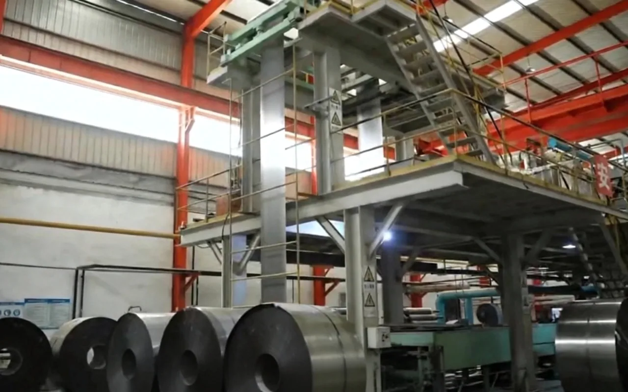 Steel coils and processing equipment on the galvanizing production line