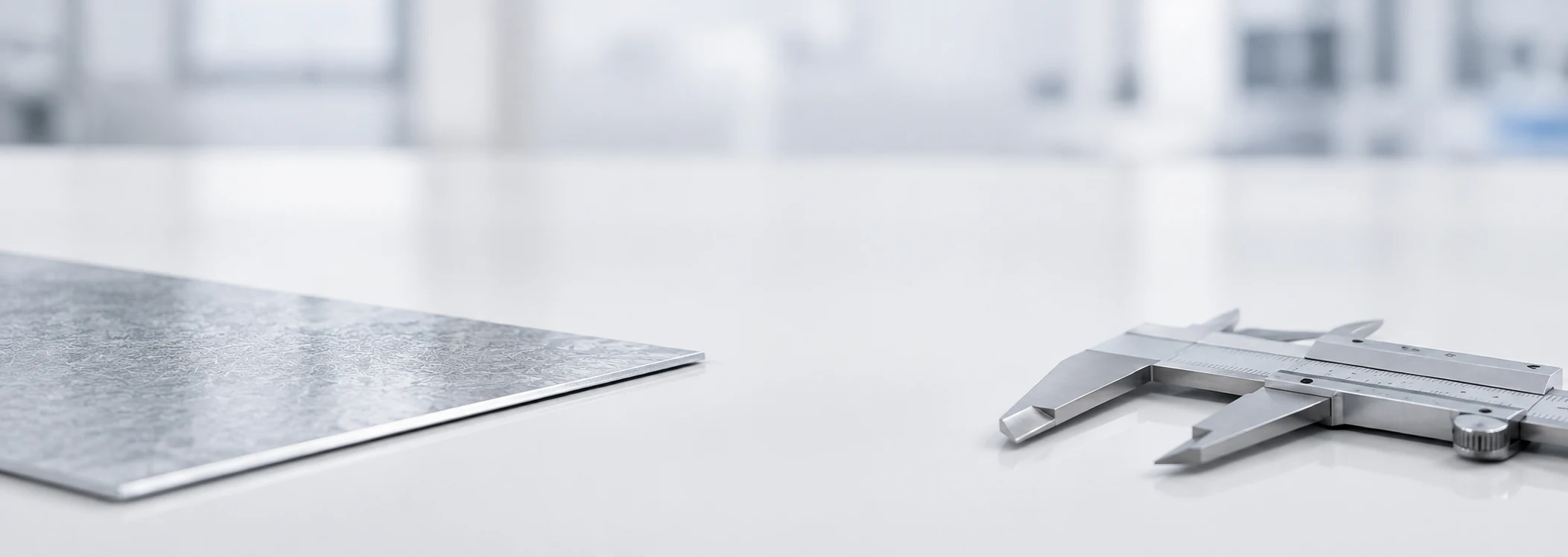 Conceptual steel sample and precision measurement scene